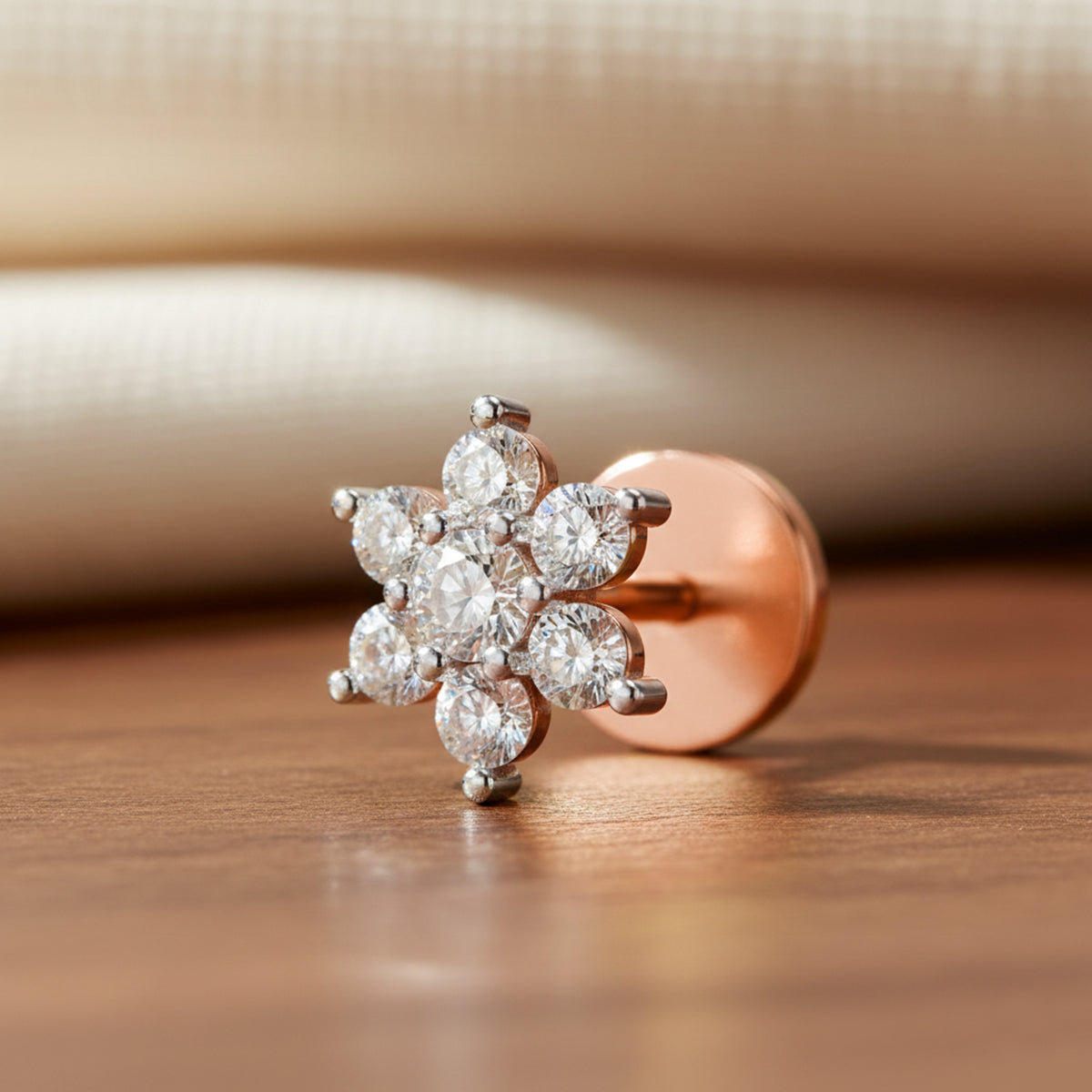 Elegant Snowflake Diamond Nose Pin