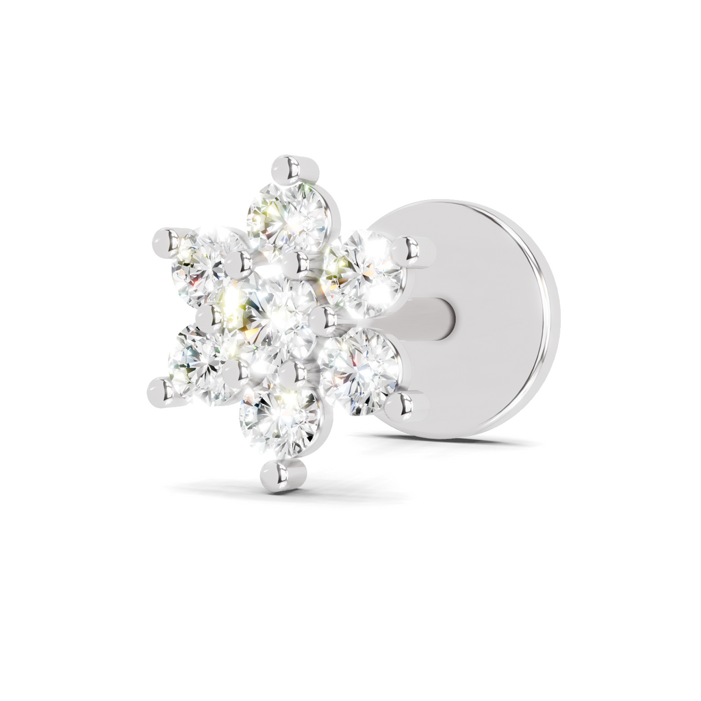 0.16 Carat Snowflake Nosepin 14K - White Gold
