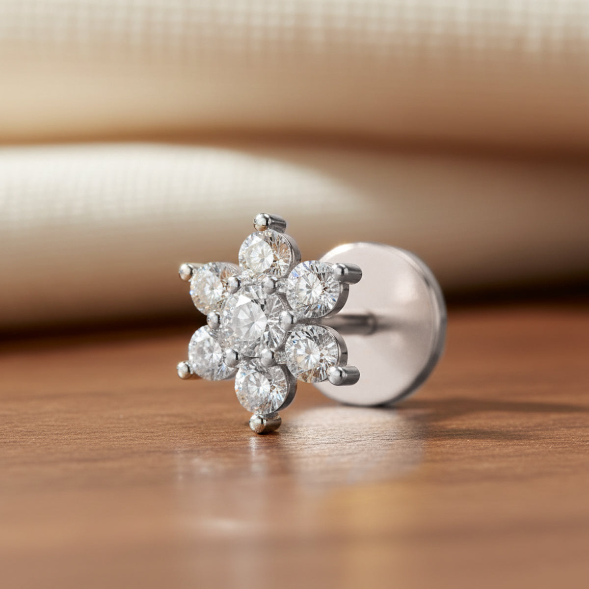 Elegant Snowflake Diamond Nose Pin