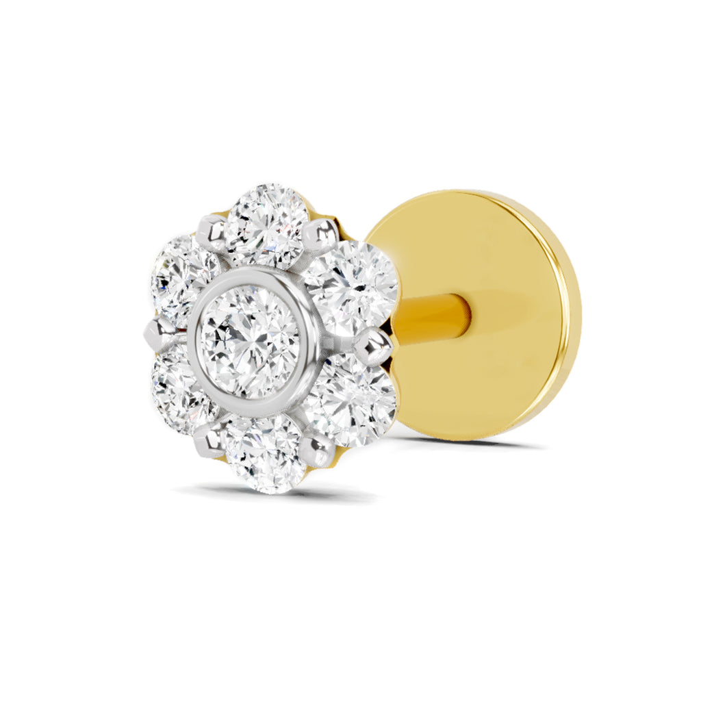 0.11 Ct Floral Stud Nose Pin 14K - Rose Gold