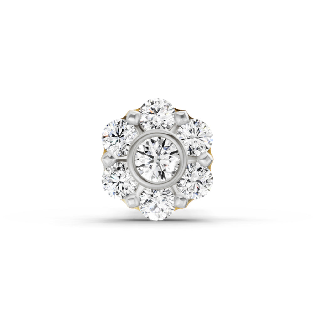 0.11 Ct Floral Stud Nose Pin 14K - Rose Gold