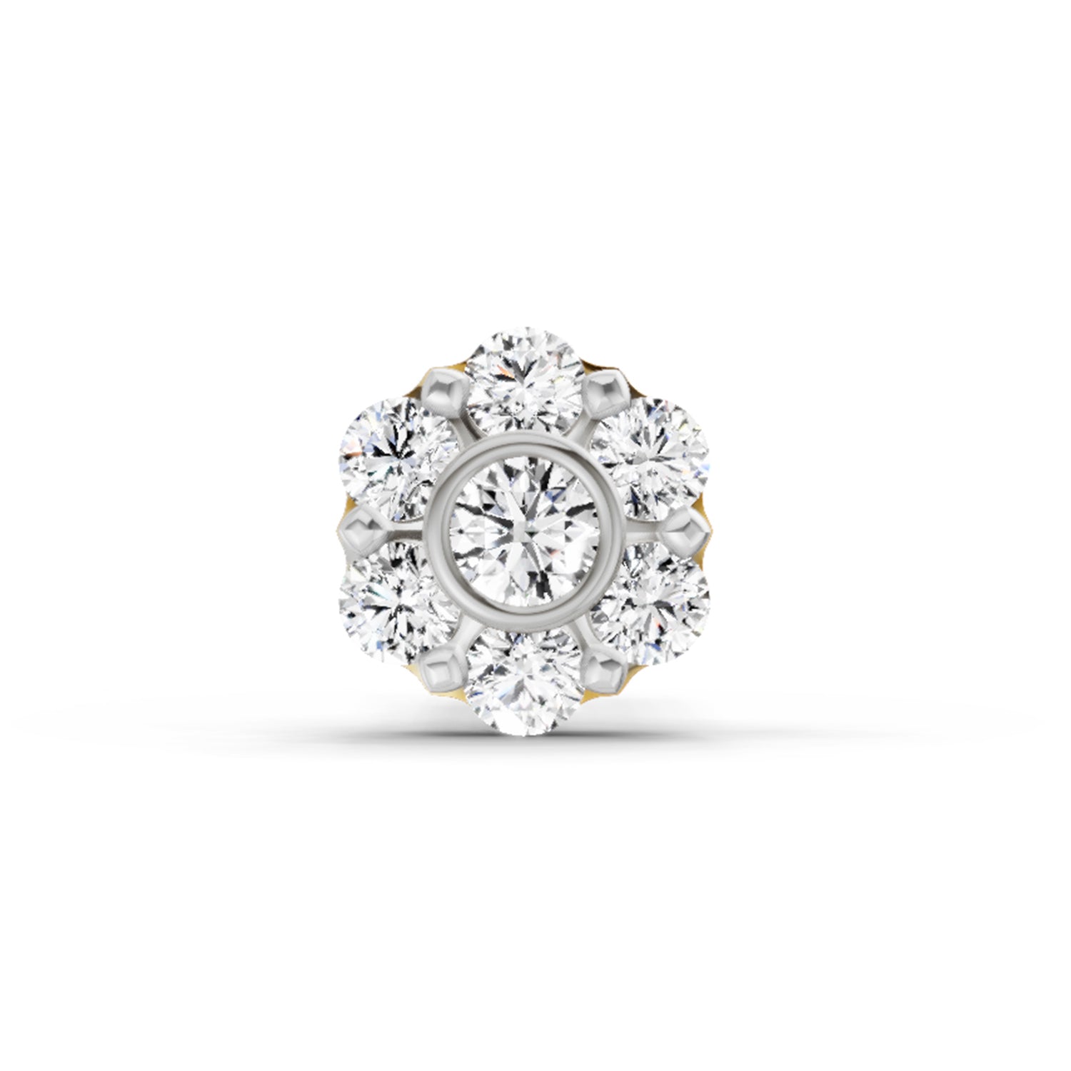 0.11 Ct Floral Stud Nose Pin 14K - Rose Gold