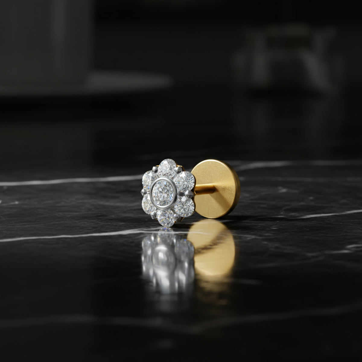 Delicate Floral Diamond Nose Pin