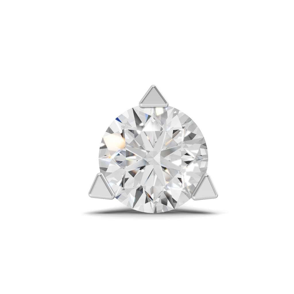 0.22 Carat Three Prong Solitaire Diamond Nose Pin 14K - White Gold