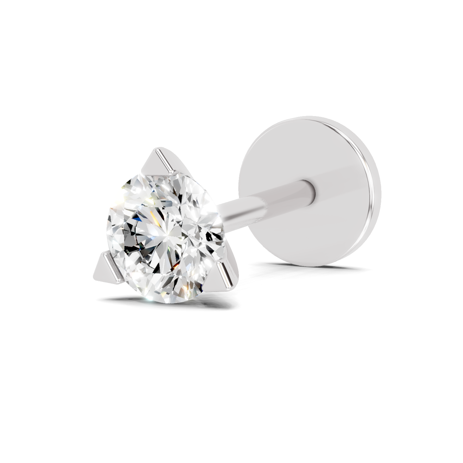 0.23 Carat Solitaire Diamond Nose Pin 14K - White Gold