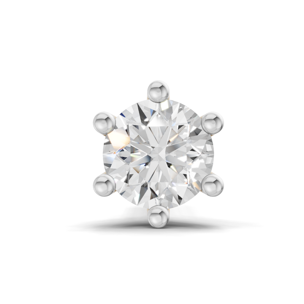 0.25 Carat Six Prong Solitaire Diamond Nose Pin 14K - White Gold