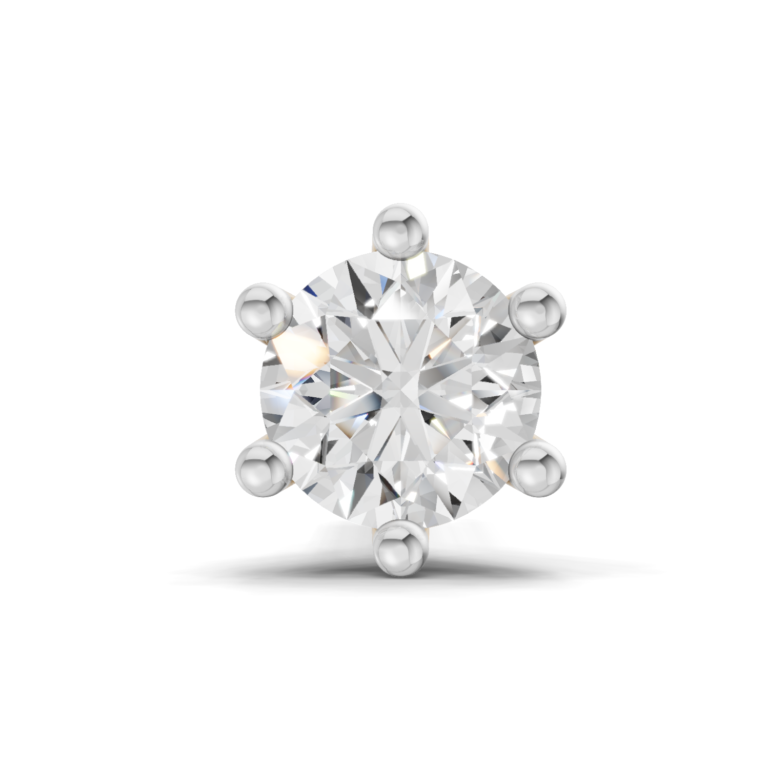 0.25 Carat Six Prong Solitaire Diamond Nose Pin 14K - White Gold