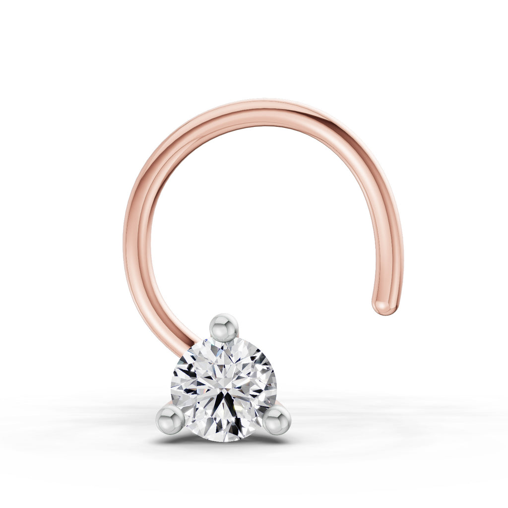 0.04 Carat Solitaire Diamond Nose Pin 14K - Rose Gold