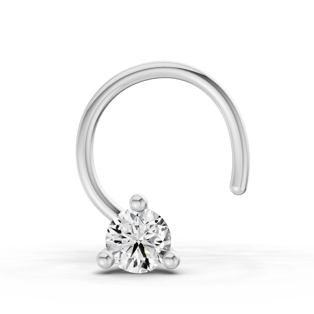 0.04 Carat Solitaire Diamond Nose Pin 14K - White Gold