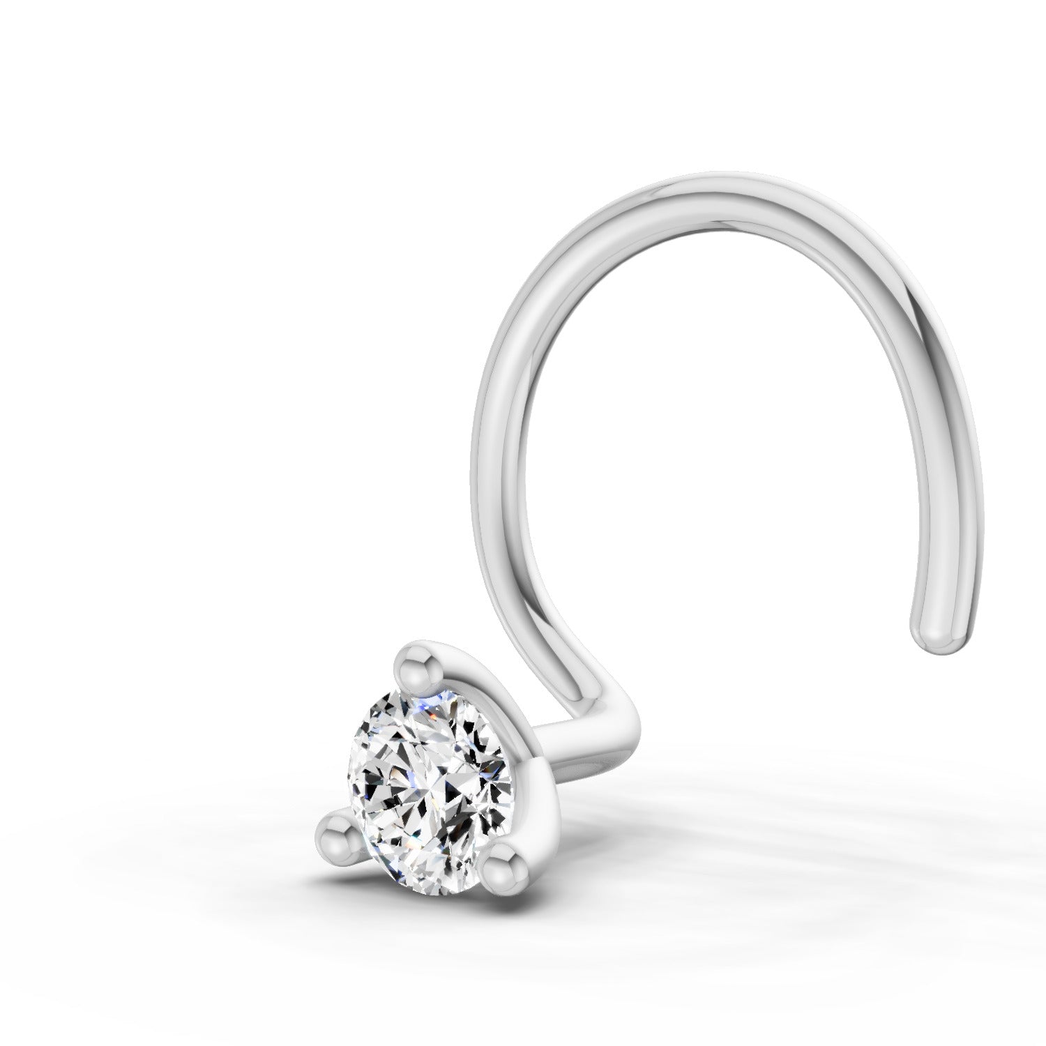 0.04 Carat Solitaire Diamond Nose Pin 14K - White Gold