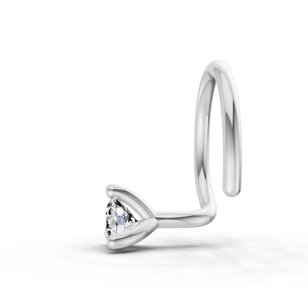 0.04 Carat Solitaire Diamond Nose Pin 14K - White Gold