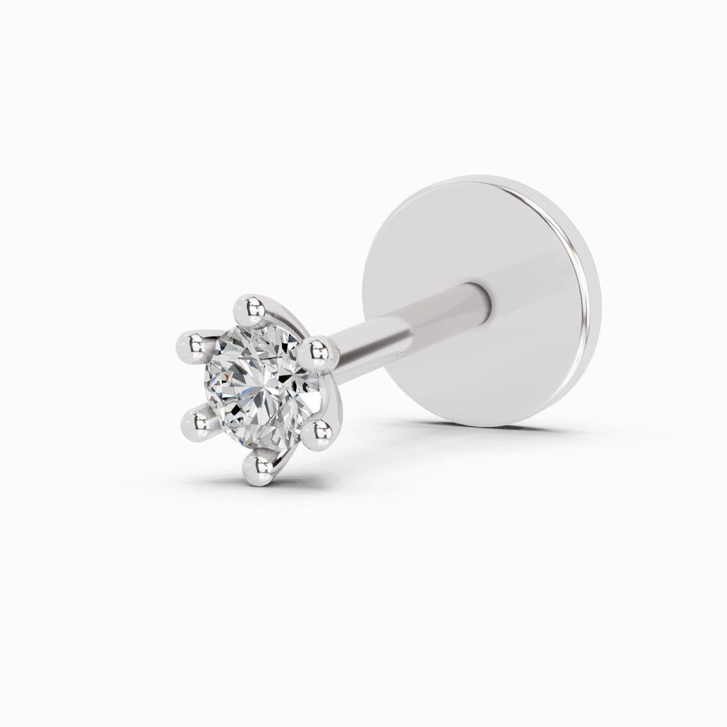 0.05 Ct Solitaire Nose Pin 14K Diamond - White Gold