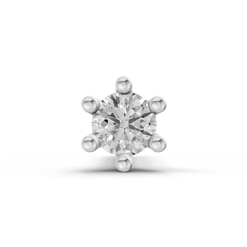 0.05 Ct Solitaire Nose Pin 14K Diamond - White Gold