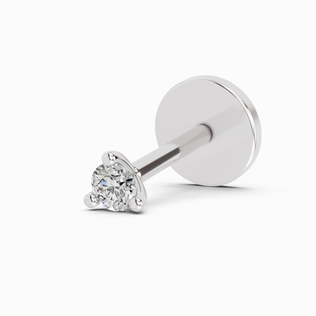 0.03 Carat Solitaire Diamond Nose Pin 14K - White Gold