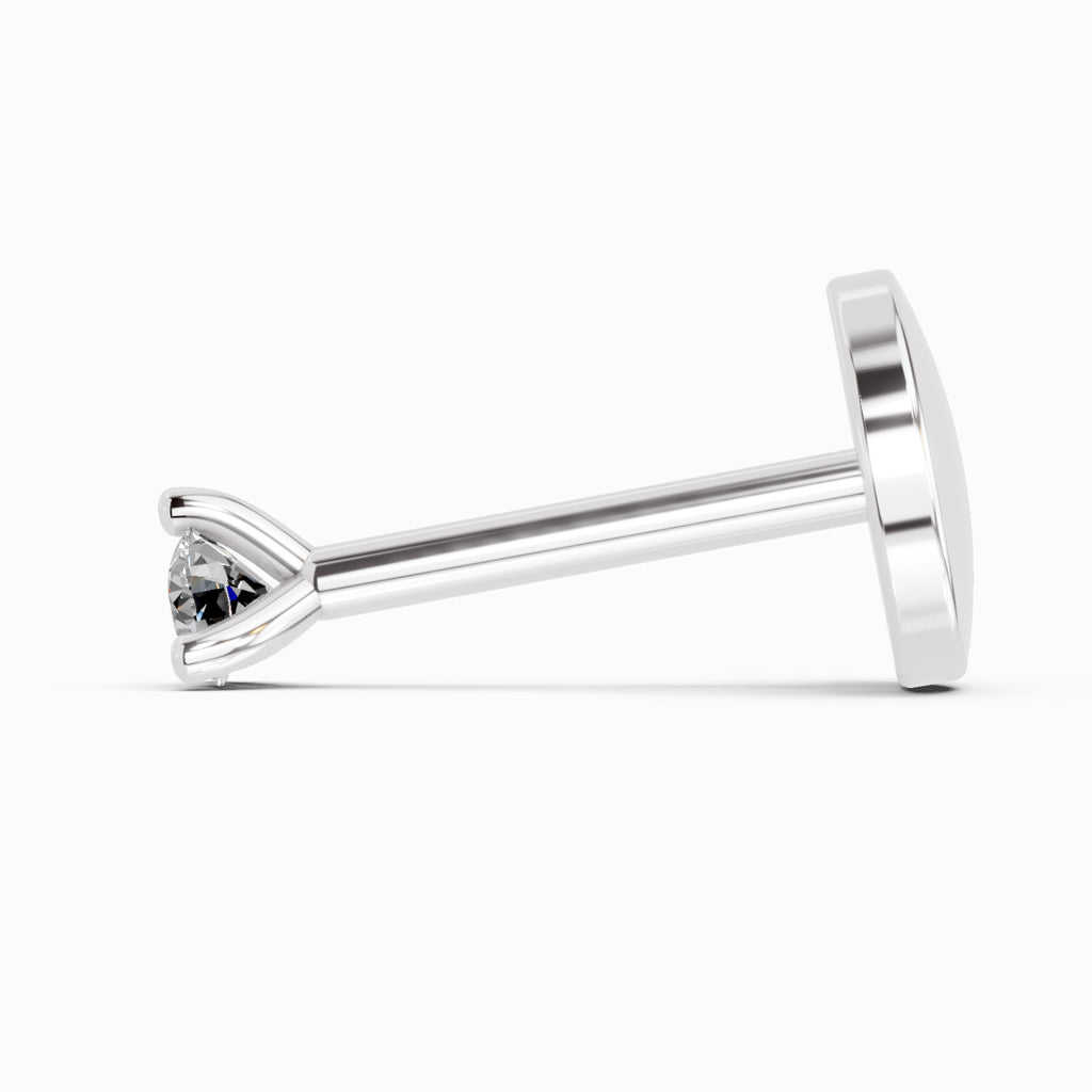 0.03 Carat Solitaire Diamond Nose Pin 14K - White Gold