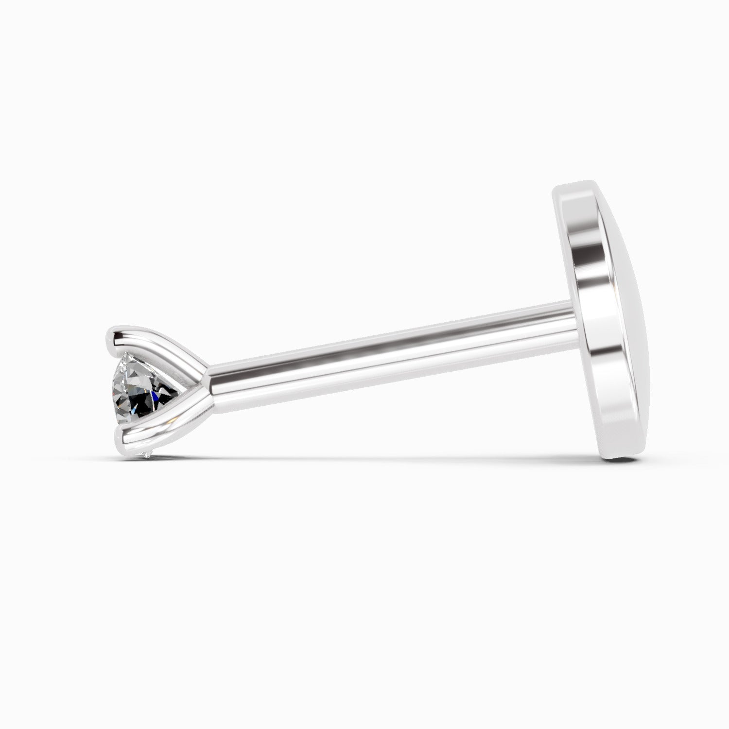 0.03 Carat Solitaire Diamond Nose Pin 14K - White Gold