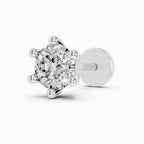 0.06 Carat 6 Prong Solitaire Diamond Nose Pin 14K - White Gold