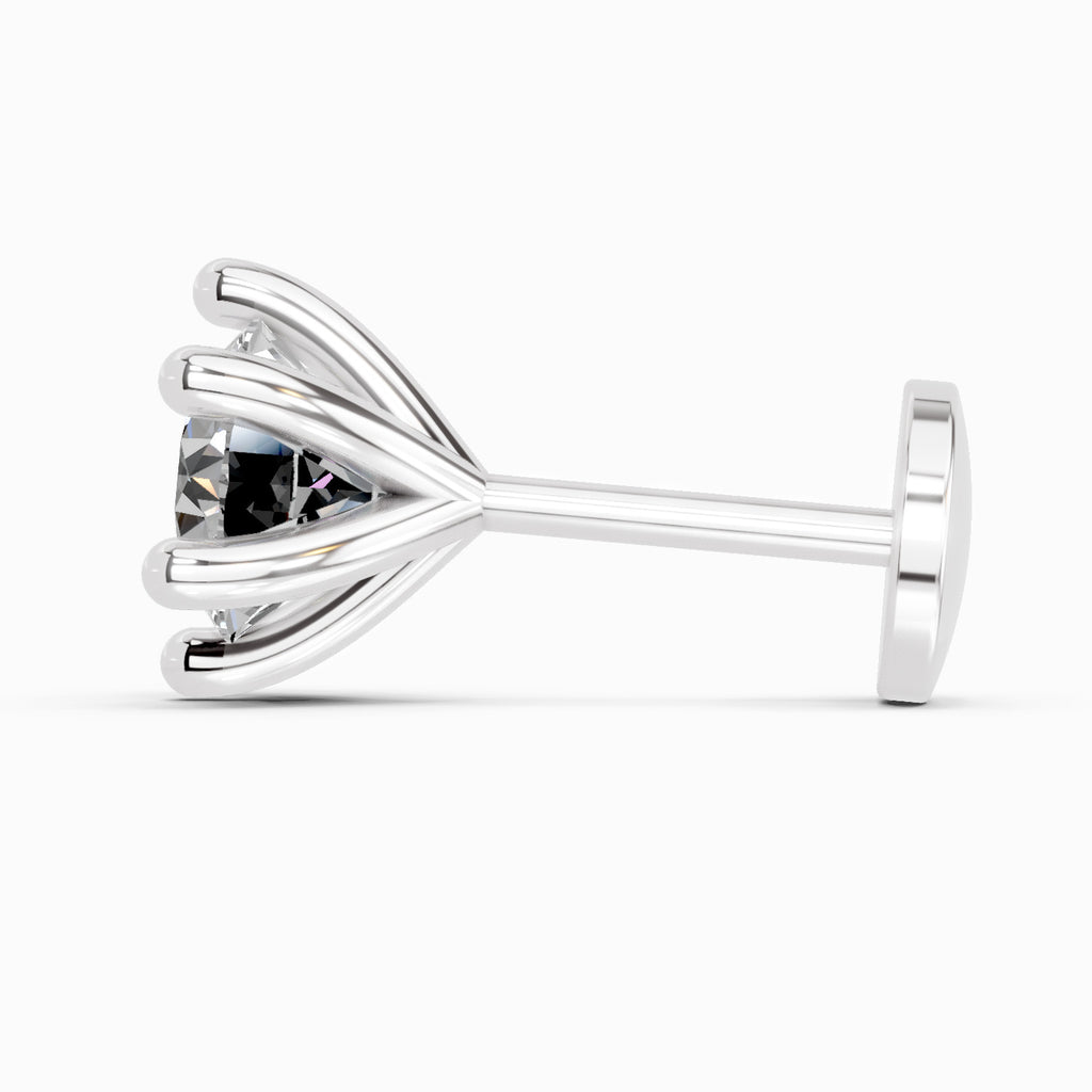 0.06 Carat 6 Prong Solitaire Diamond Nose Pin 14K - White Gold