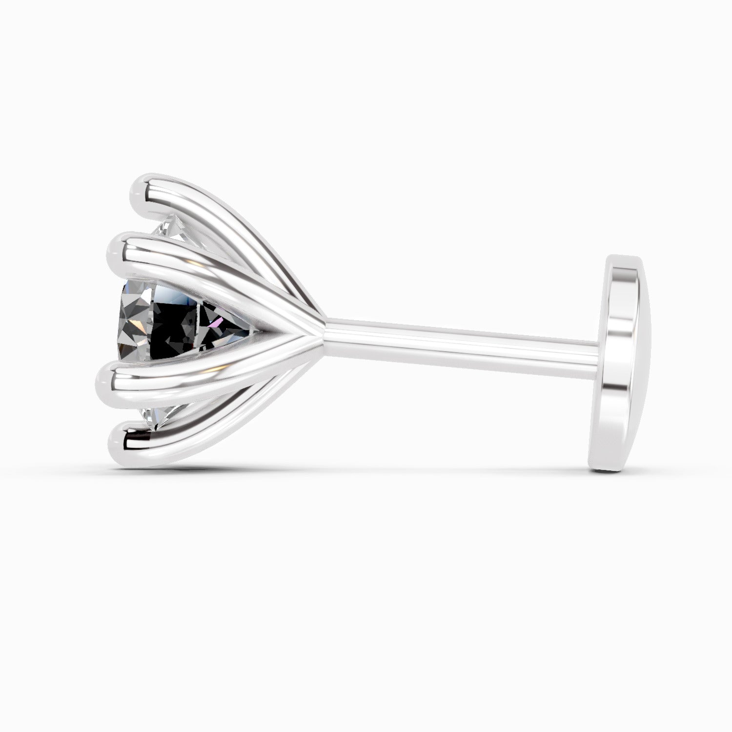 0.06 Carat 6 Prong Solitaire Diamond Nose Pin 14K - White Gold