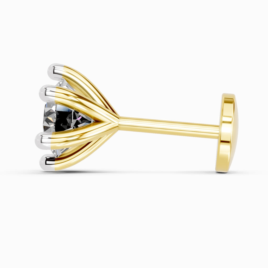 0.06 Carat 6 Prong Solitaire Diamond Nose Pin 14K