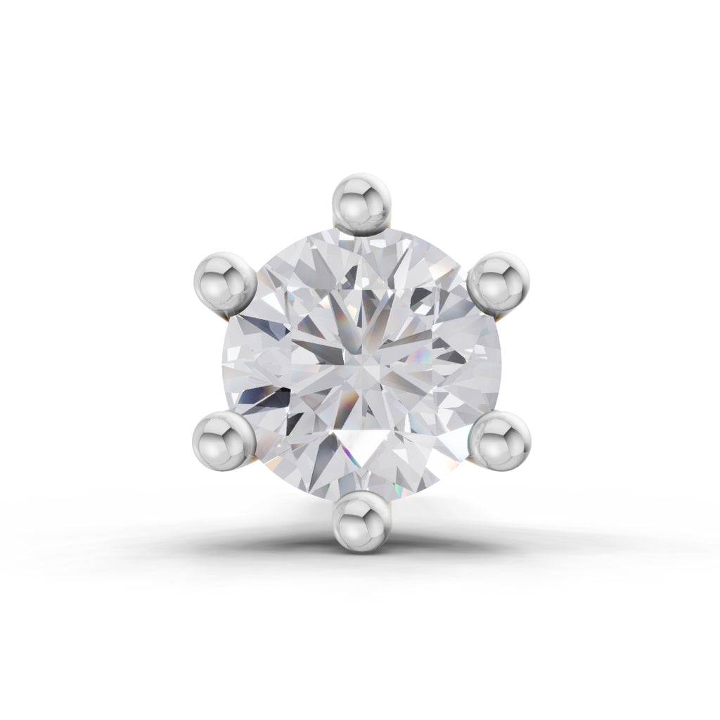 0.06 Carat 6 Prong Solitaire Diamond Nose Pin 14K