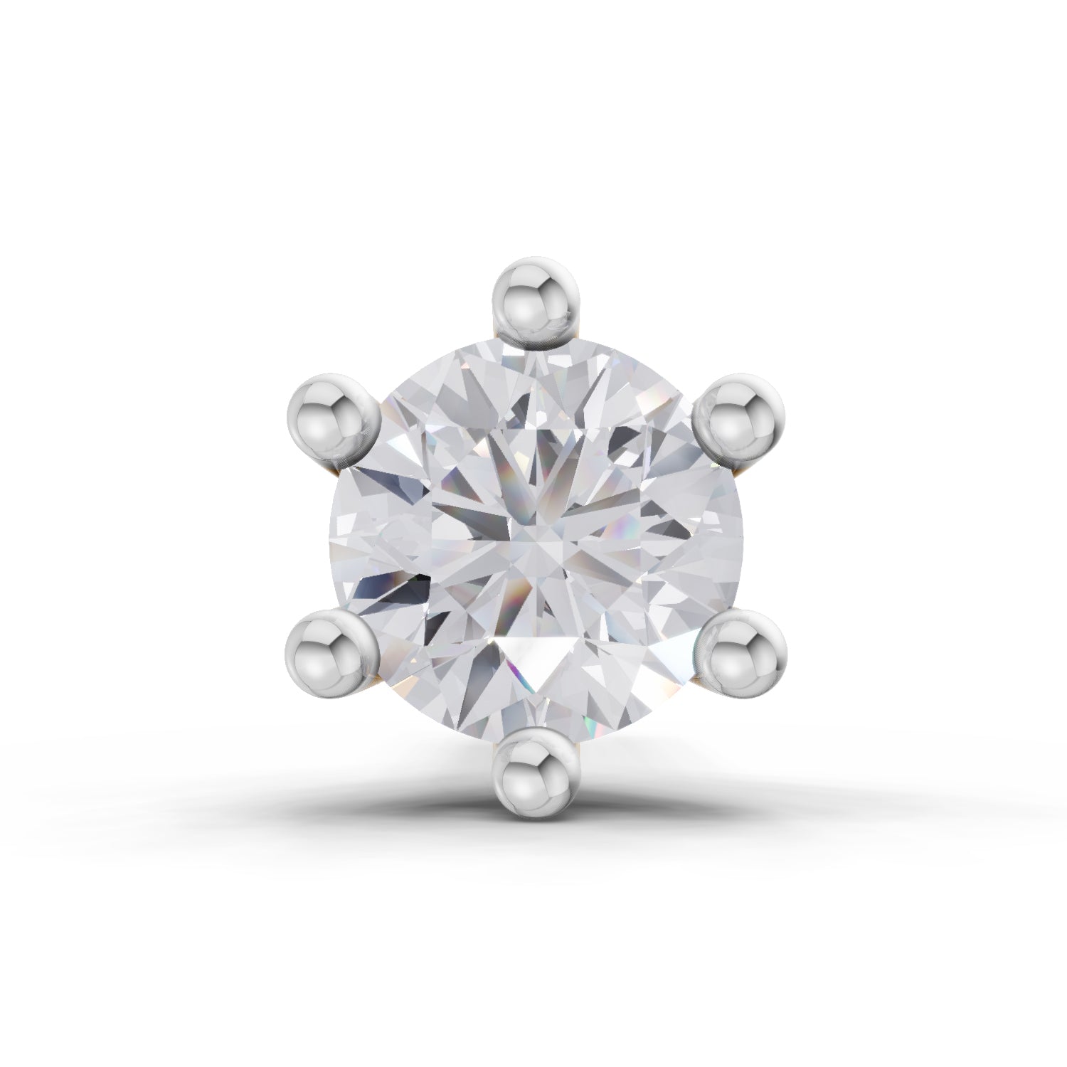 0.06 Carat 6 Prong Solitaire Diamond Nose Pin 14K