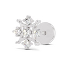 0.08 Carat Snowflake Diamond Nose Pin 14K Screw - White Gold