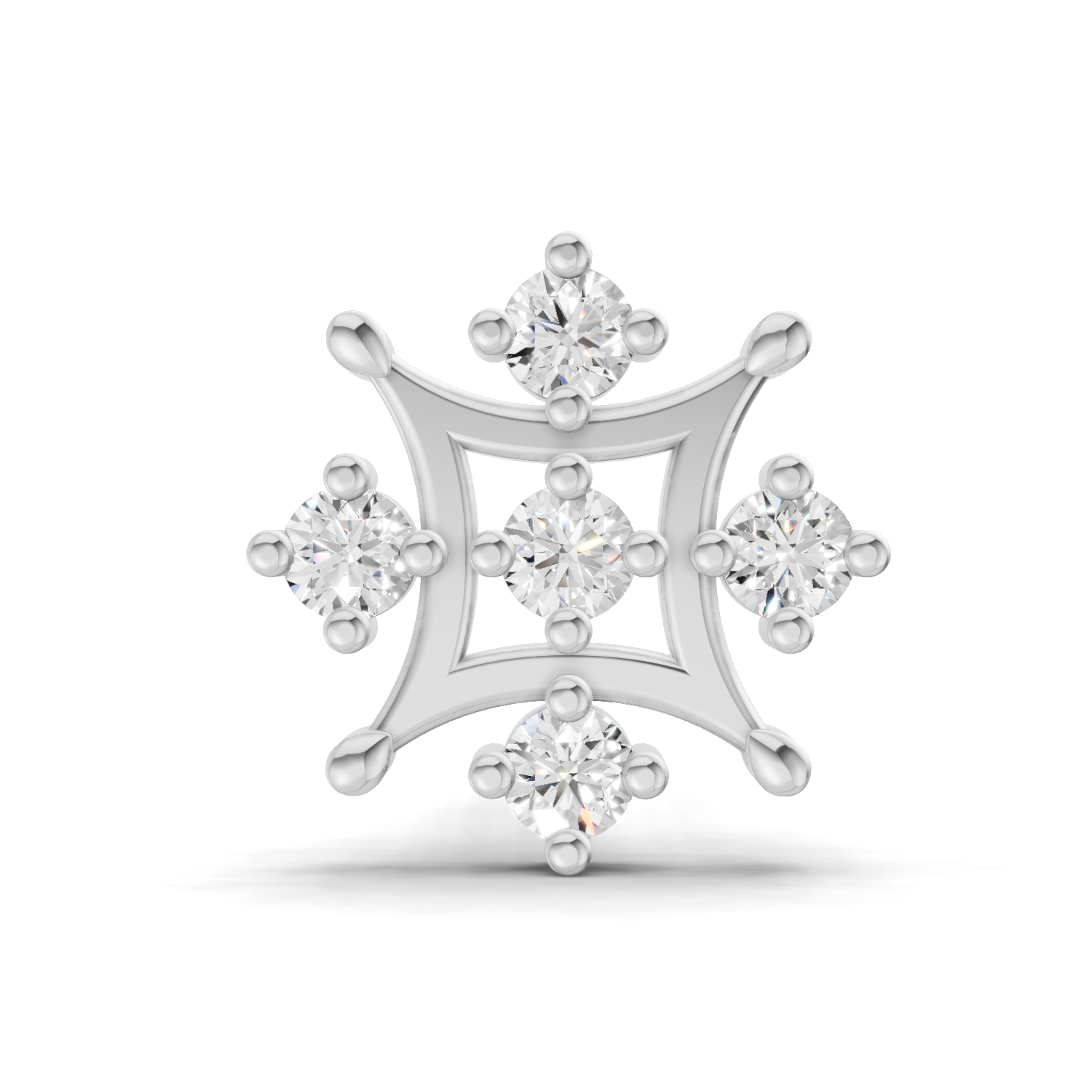 0.08 Carat Snowflake Diamond Nose Pin 14K Screw - White Gold