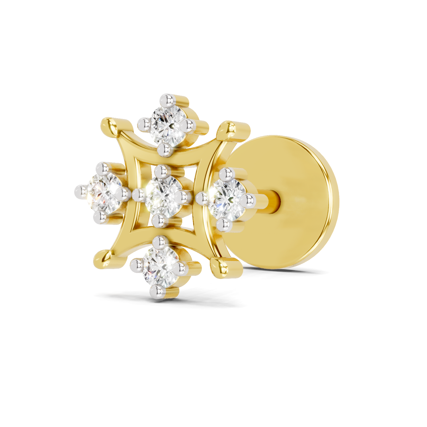 0.08 Carat Snowflake Diamond Nose Pin 14K Screw