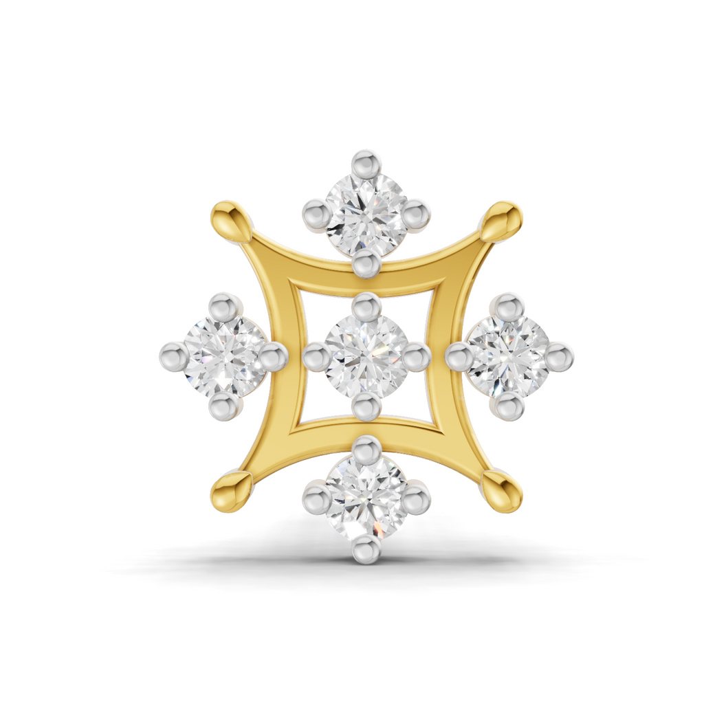 0.08 Carat Snowflake Diamond Nose Pin 14K Screw