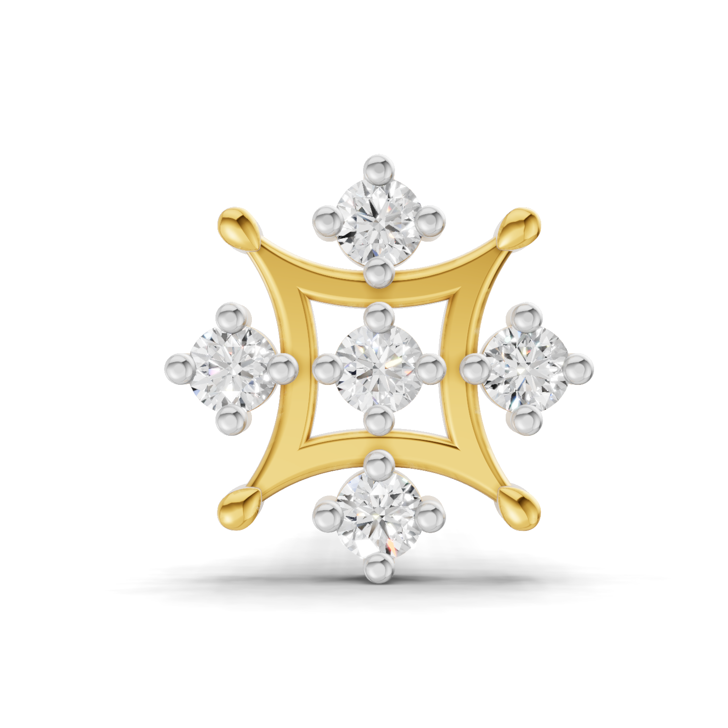 0.08 Carat Snowflake Diamond Nose Pin 14K Screw