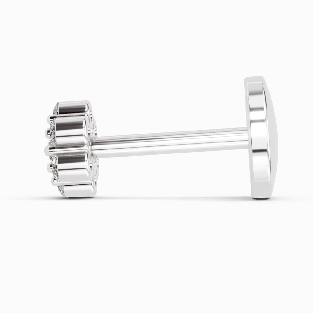 0.10 Carat Floral Diamond Nose Pin 14K - White Gold