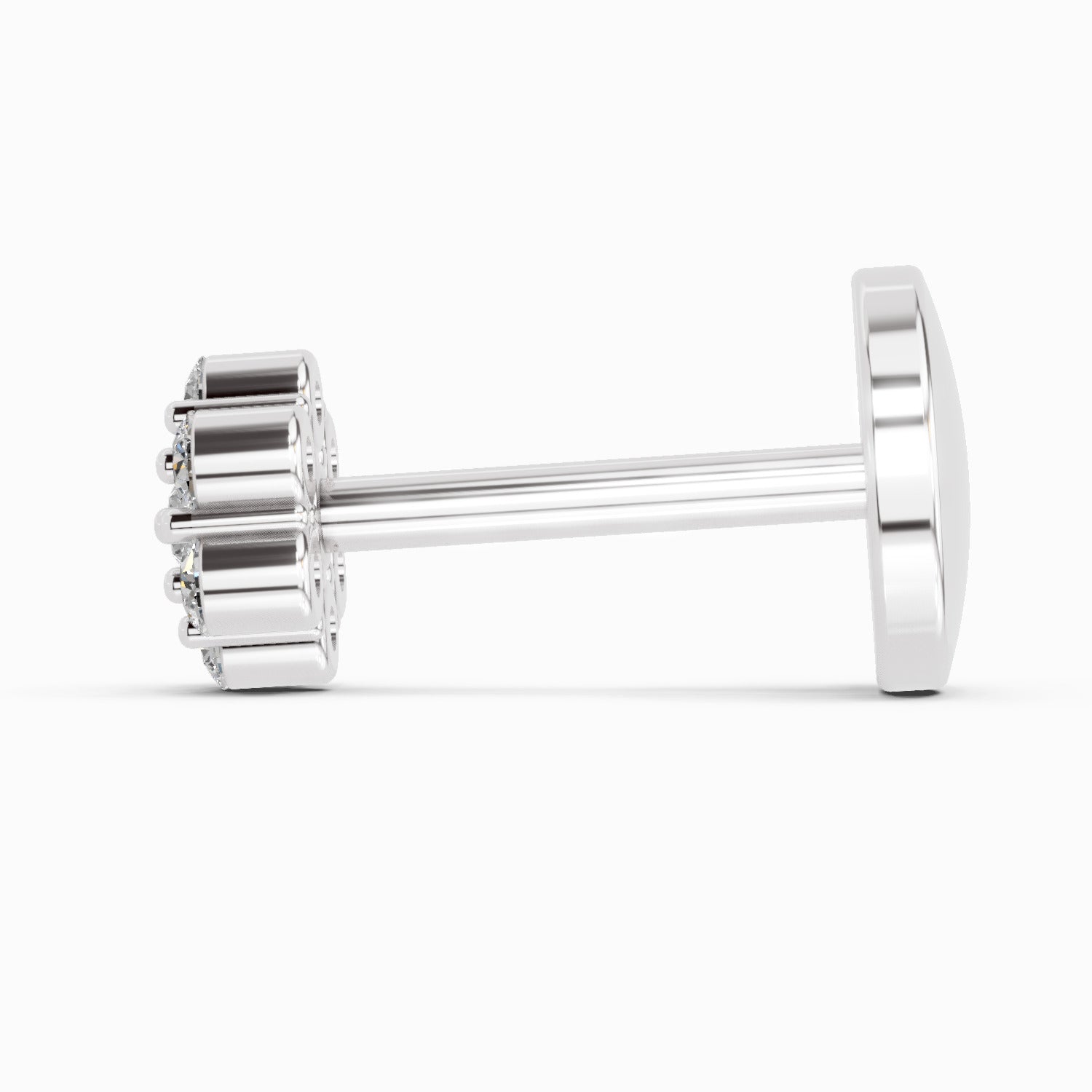 0.10 Carat Floral Diamond Nose Pin 14K - White Gold