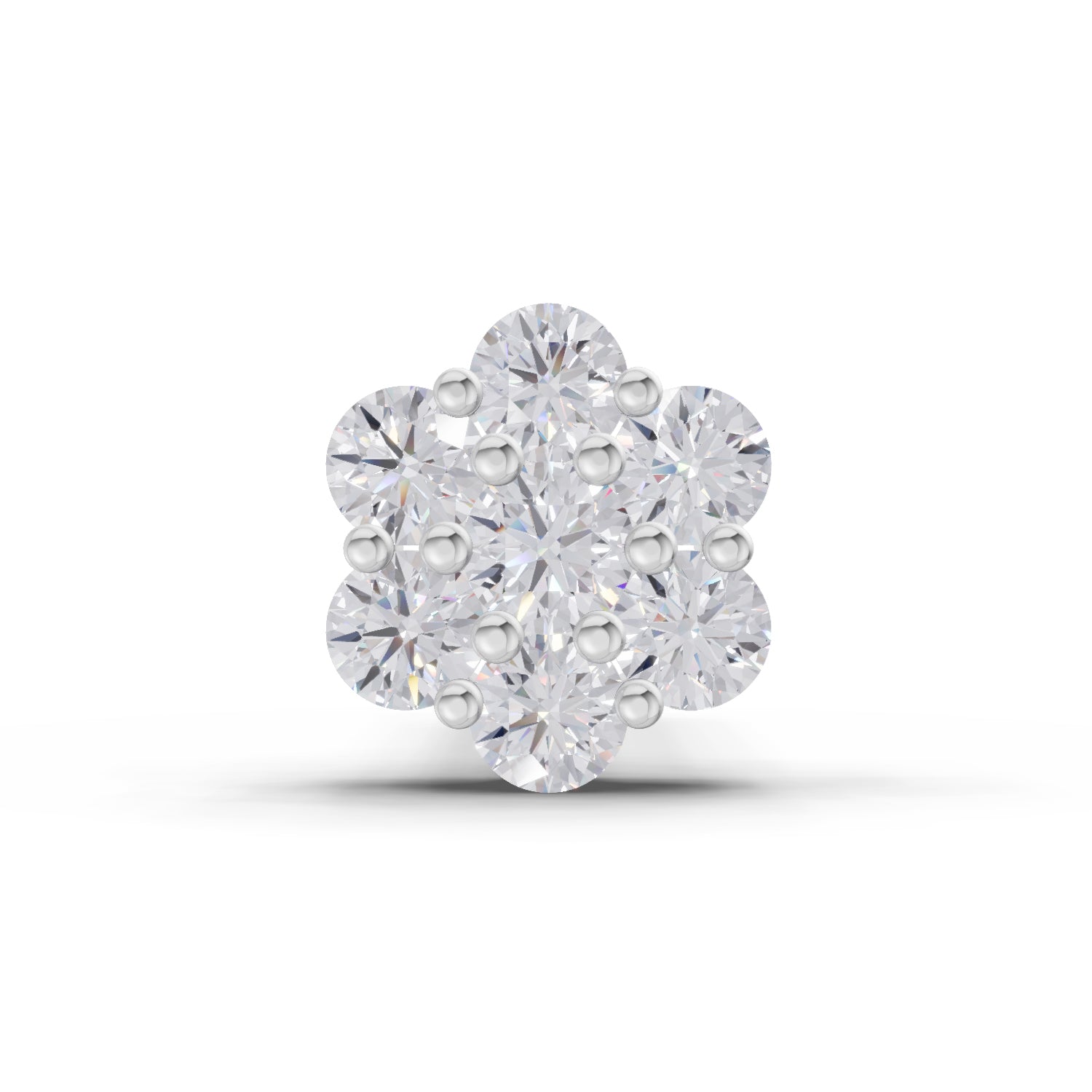 0.10 Carat Floral Diamond Nose Pin 14K - White Gold
