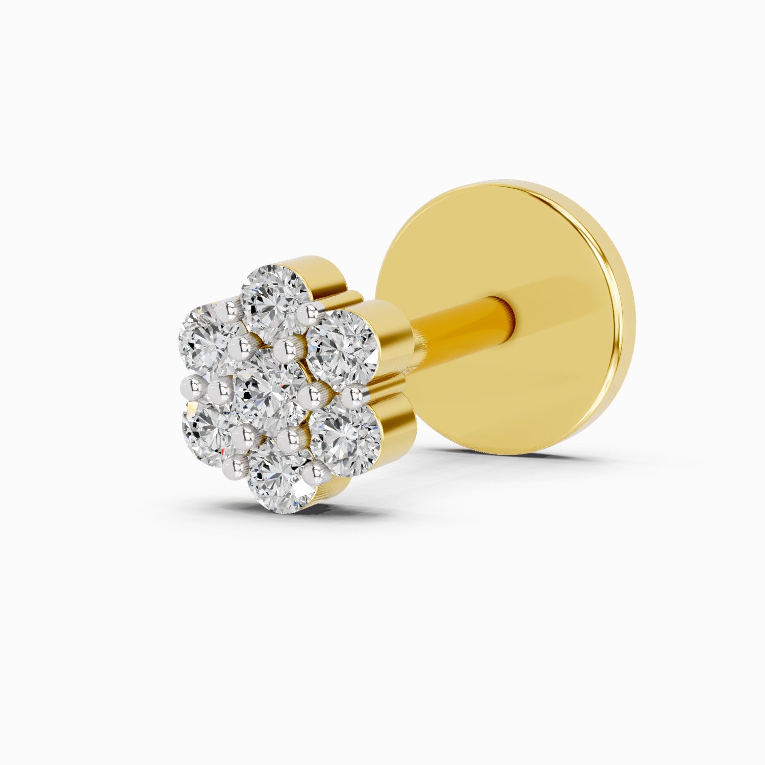 0.10 Carat Floral Diamond Nose Pin 14K