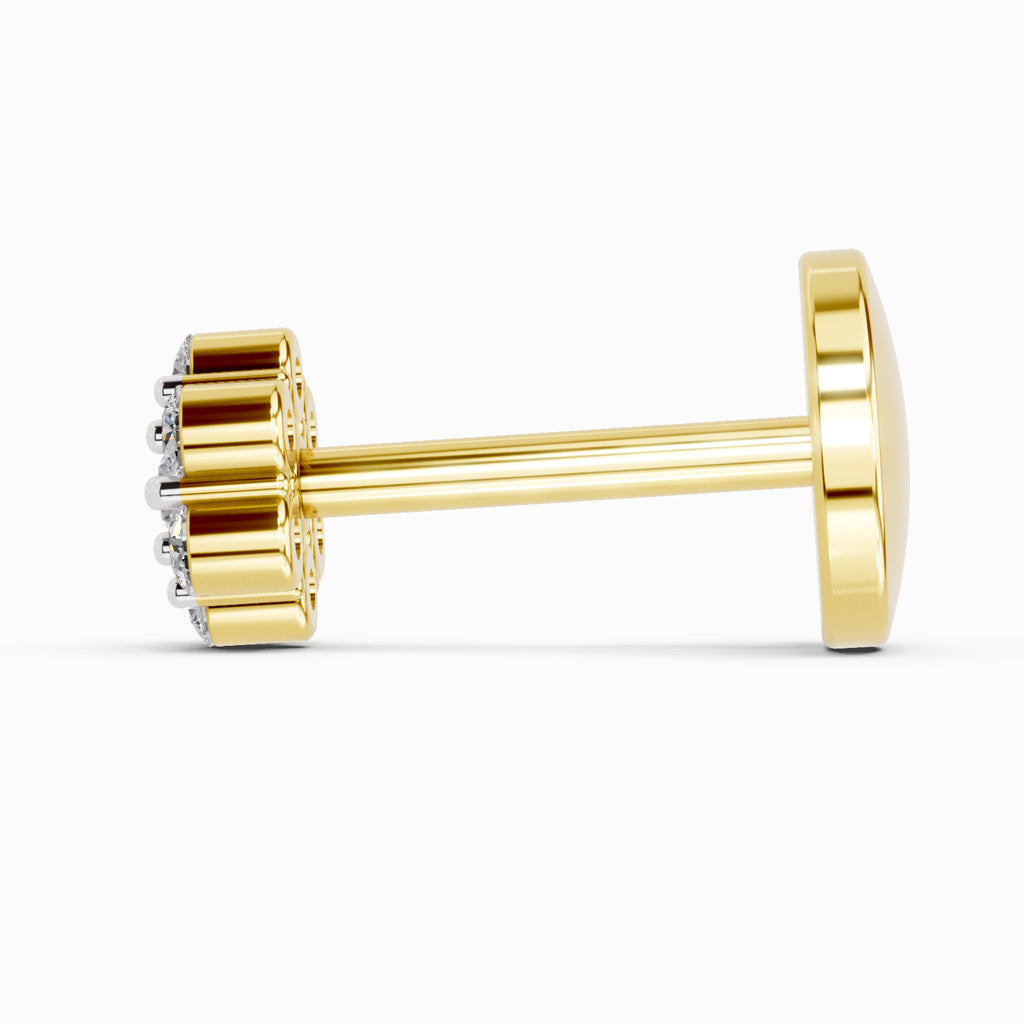 0.10 Carat Floral Diamond Nose Pin 14K
