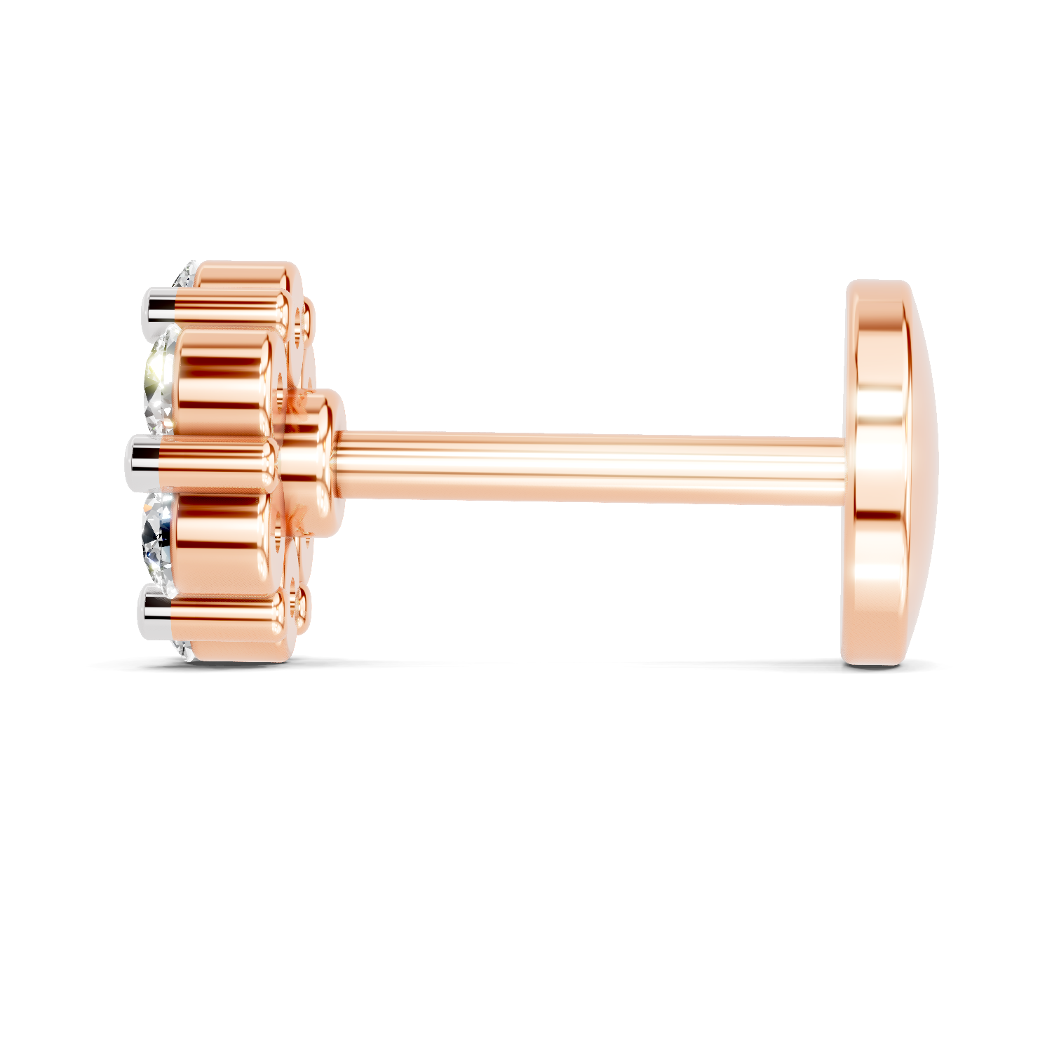 0.09 Carat Floral Nose Pin 14K Screw - Rose Gold