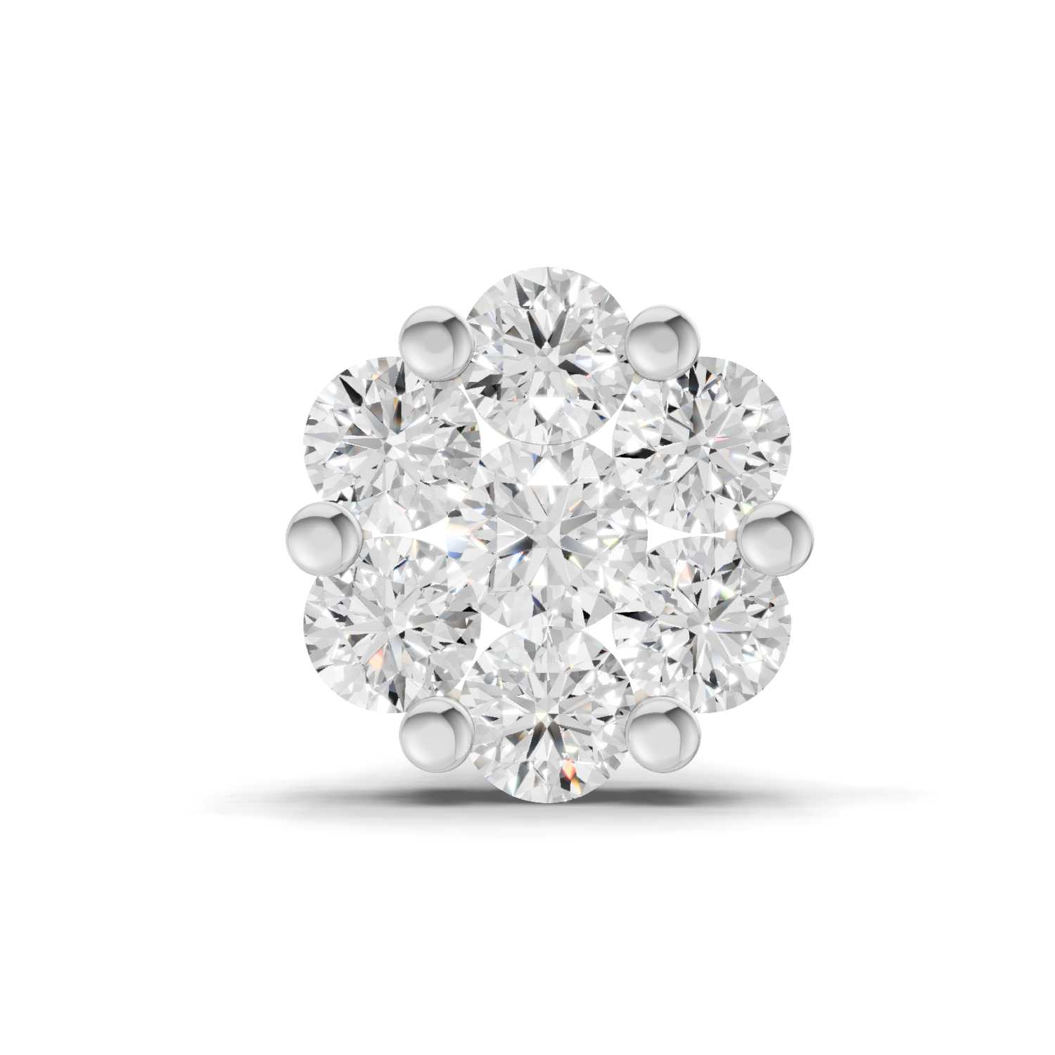 0.09 Carat Floral Nose Pin 14K Screw - White Gold