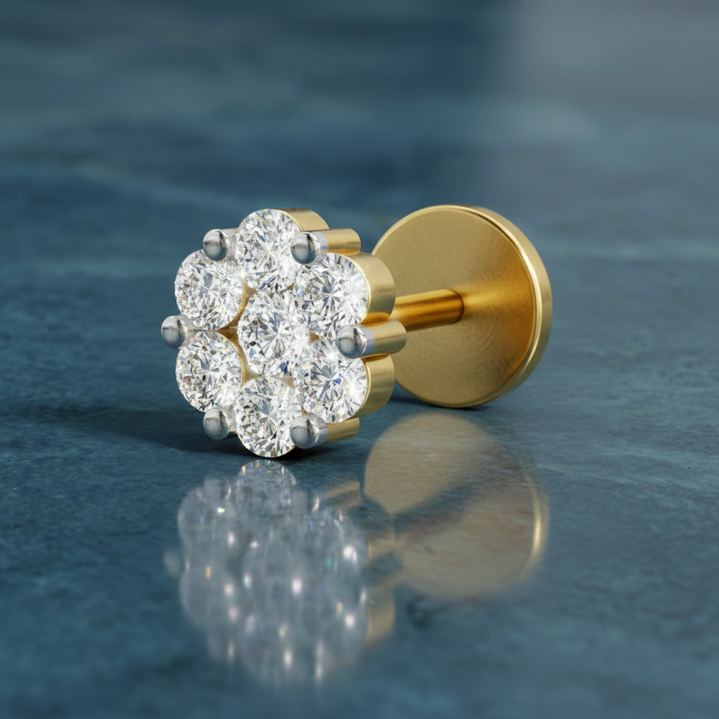 Resplendent Floral Diamond Nose Pin