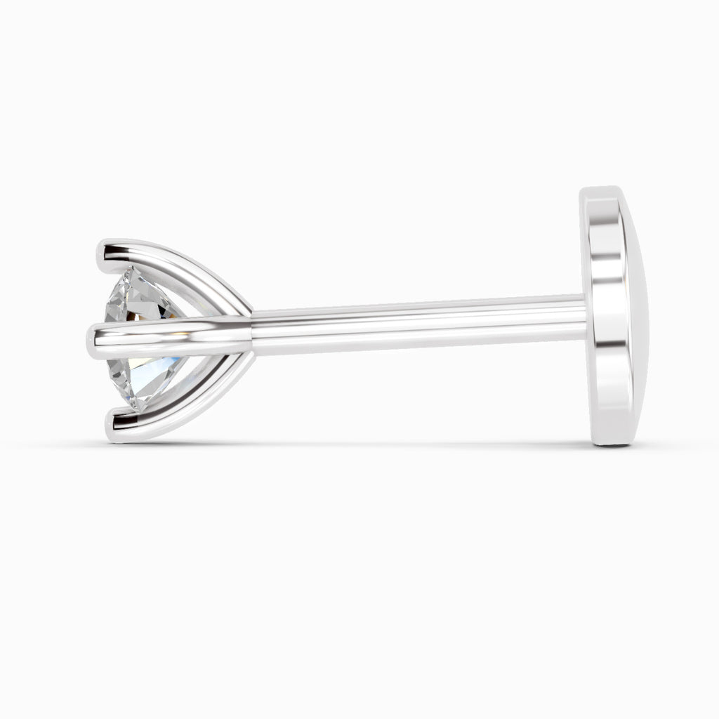 0.03 Carat 4 Prong Solitaire Diamond Nose Pin 14K - White Gold