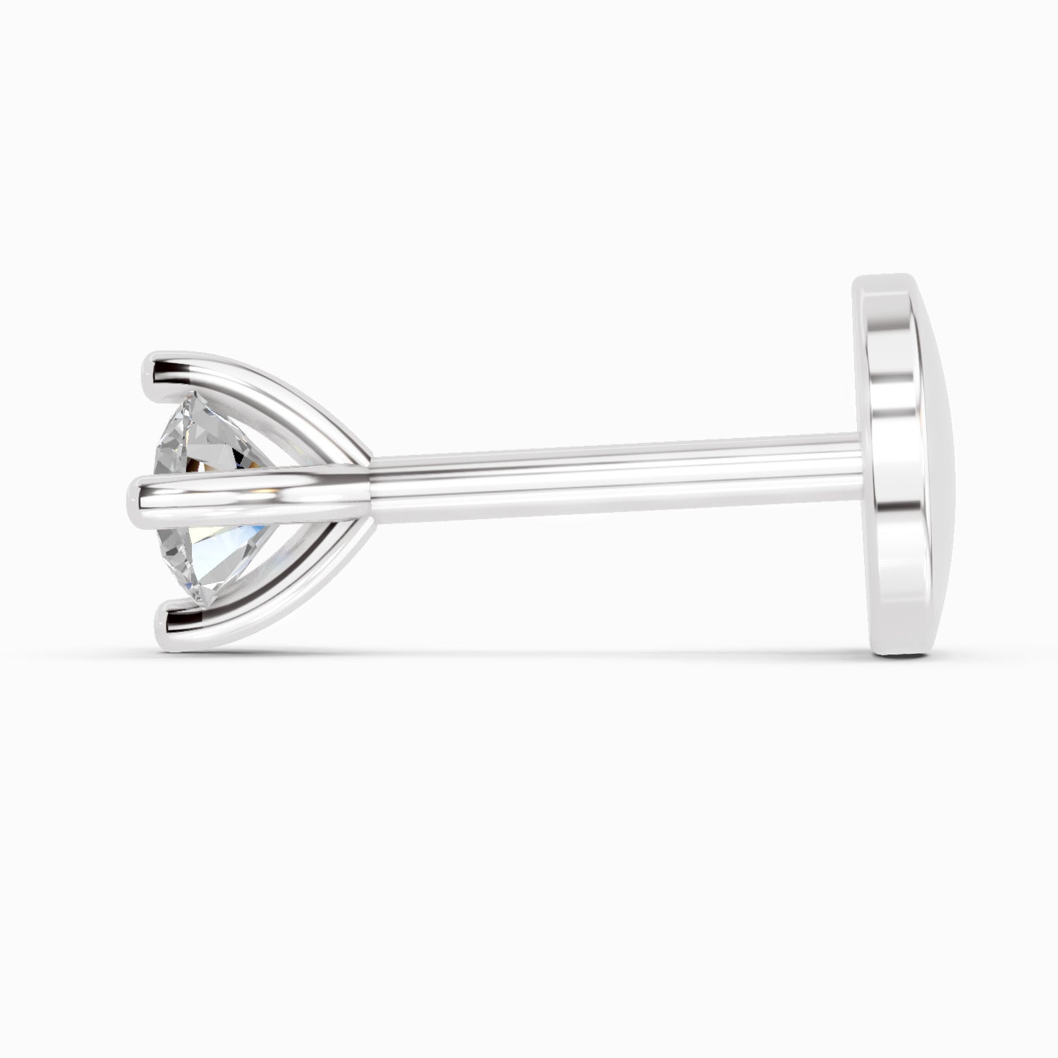 0.03 Carat 4 Prong Solitaire Diamond Nose Pin 14K - White Gold
