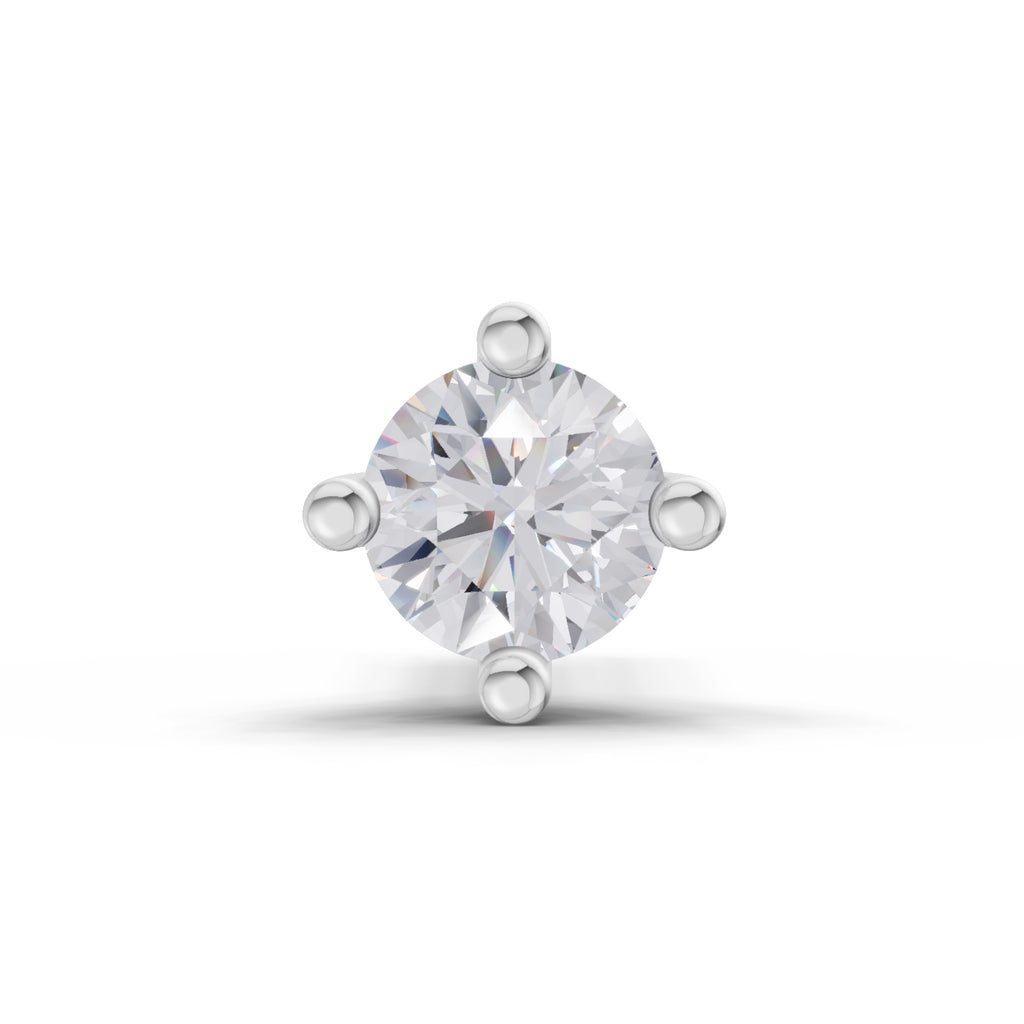 0.03 Carat 4 Prong Solitaire Diamond Nose Pin 14K - White Gold