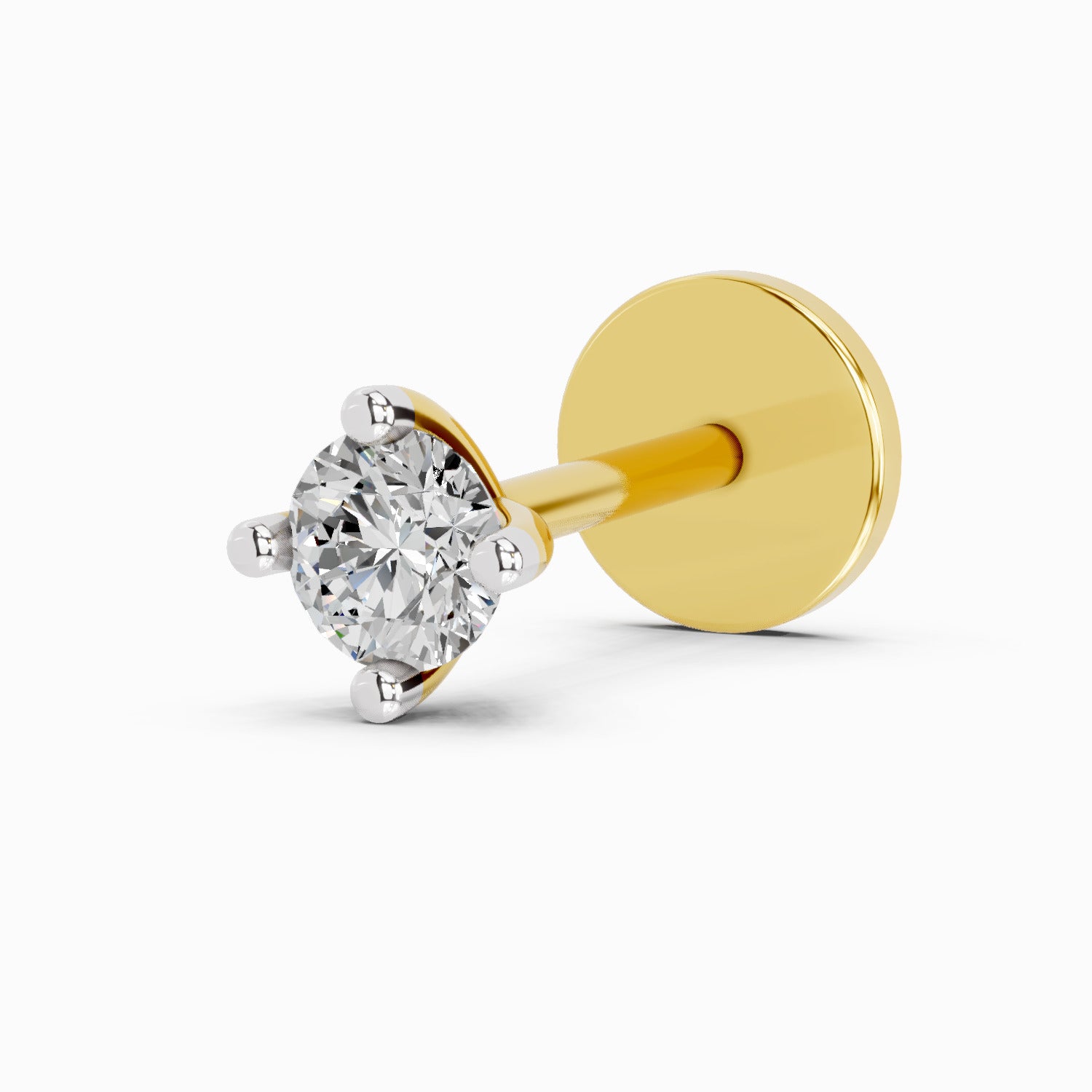 0.03 Carat 4 Prong Solitaire Diamond Nose Pin 14K