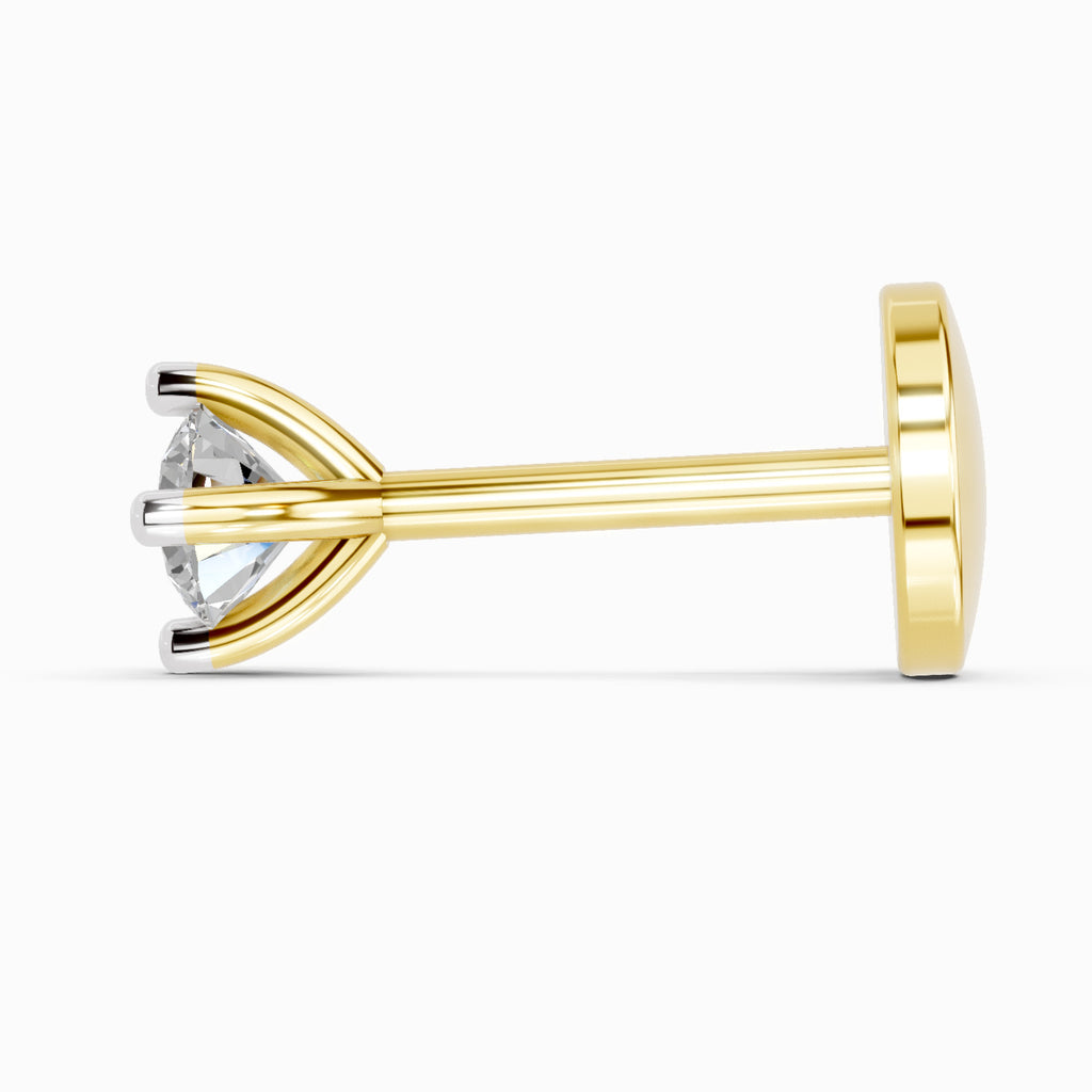 0.03 Carat 4 Prong Solitaire Diamond Nose Pin 14K
