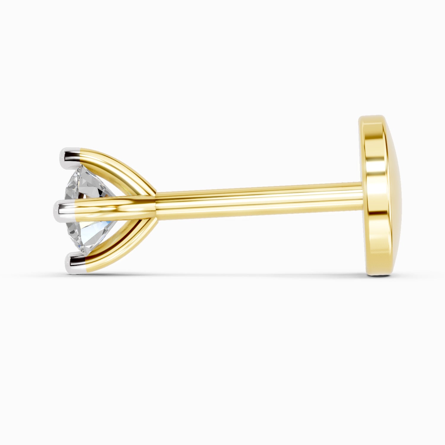 0.03 Carat 4 Prong Solitaire Diamond Nose Pin 14K