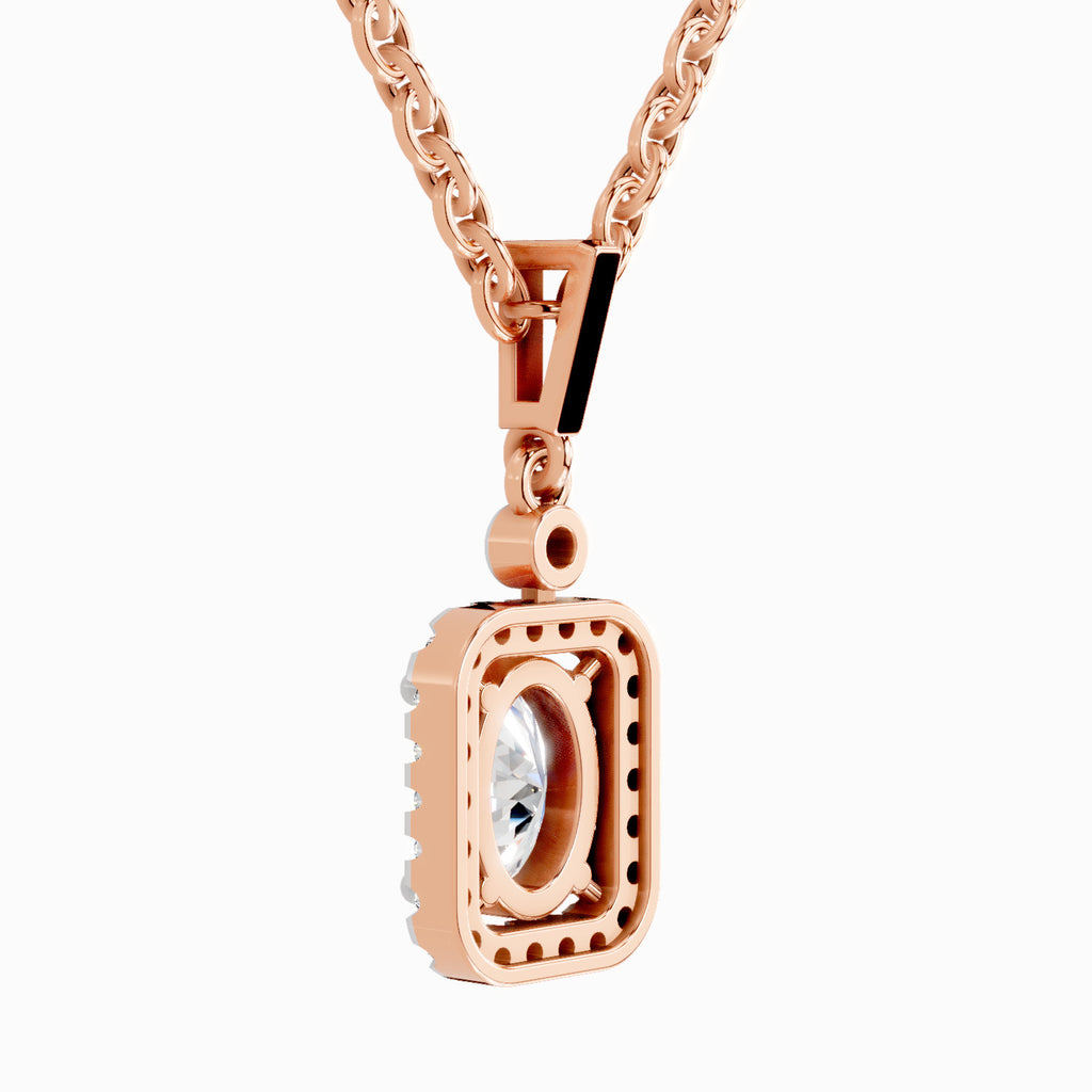 1.02 Carat Oval Halo Shine Pendant 14K - Rose Gold
