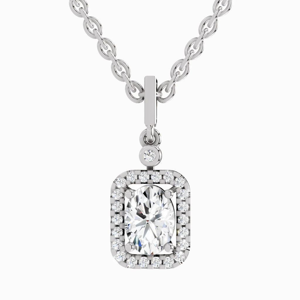1.02 Carat Oval Halo Shine Pendant 14K - White Gold