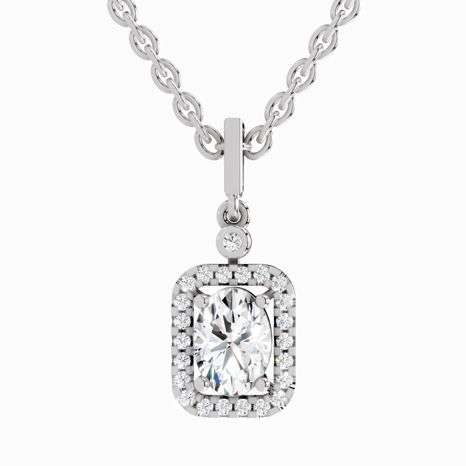 1.02 Carat Oval Halo Shine Pendant 14K - White Gold