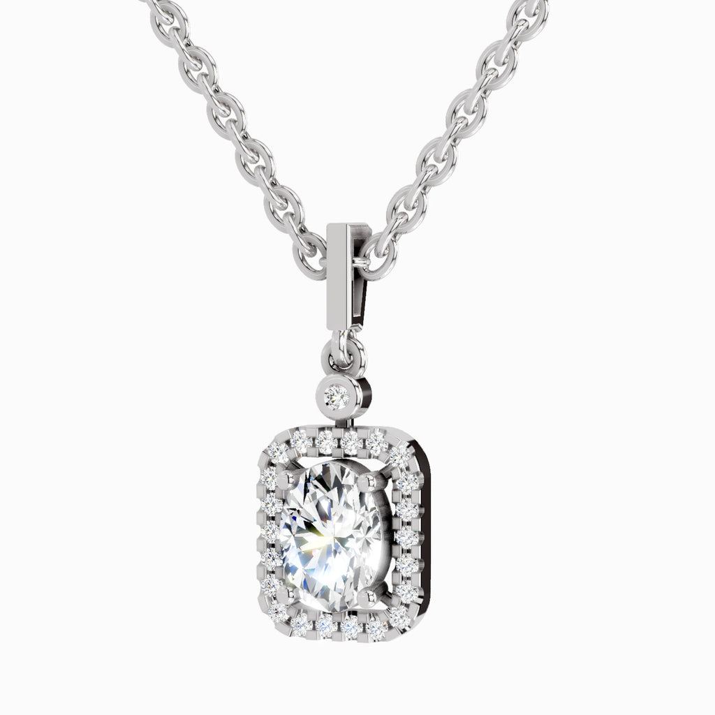 1.02 Carat Oval Halo Shine Pendant 14K - White Gold