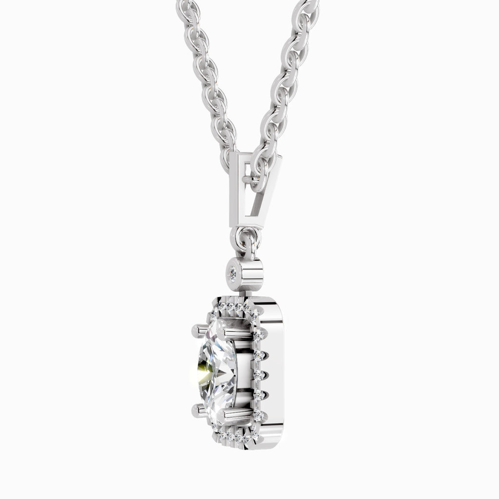 1.02 Carat Oval Halo Shine Pendant 14K - White Gold